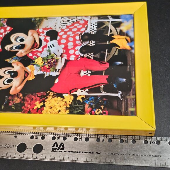 Vtg Minnie Mickey Mouse Disney World Framed Picture 8x10 1990s Yellow - Picture 3 of 4